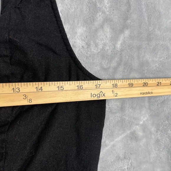 Old Navy Fit & Flare Sleeveless Linen Blend Midi Dress Women L Black Jack Preppy - Picture 7 of 10